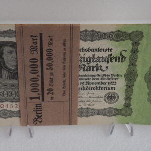 REICHSBANKNOTEN original Bündel 20 x 50.000 Mark 1922 kassenfrisch