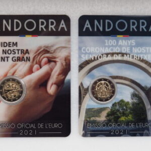2 COINCARDS ANDORRA 2021 Madonna von Meritxell und Senioren
